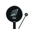 Sea-blue Seashells Black Plastic 5.5" Stir Stick - Round - Closeup