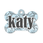 Sea-blue Seashells Bone Shaped Dog ID Tag - Small (Personalized)