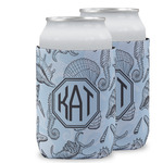 Sea-blue Seashells Can Cooler (12 oz) w/ Monogram