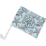 Sea-blue Seashells Car Flag - Small w/ Monogram