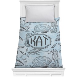 Sea-blue Seashells Comforter - Twin XL (Personalized)