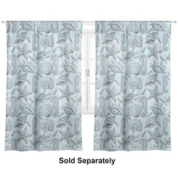 Sea-blue Seashells Curtain Panel - Custom Size