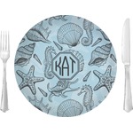 Sea-blue Seashells 10" Glass Lunch / Dinner Plates - Single or Set (Personalized)