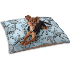 Sea-blue Seashells Dog Bed - Small w/ Monogram