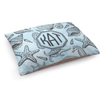 Sea-blue Seashells Dog Bed - Medium w/ Monogram