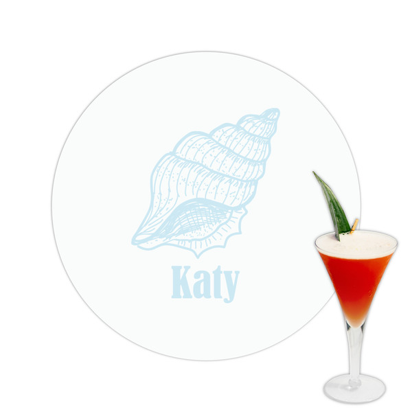 Custom Sea-blue Seashells Printed Drink Topper -  2.5" (Personalized)