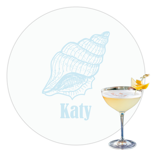 Custom Sea-blue Seashells Printed Drink Topper - 3.5" (Personalized)