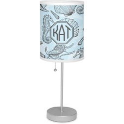 Sea-blue Seashells 7" Drum Lamp with Shade Linen (Personalized)