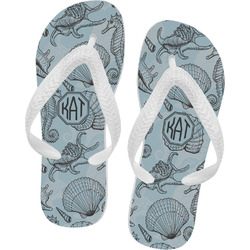 Sea-blue Seashells Flip Flops - XSmall (Personalized)