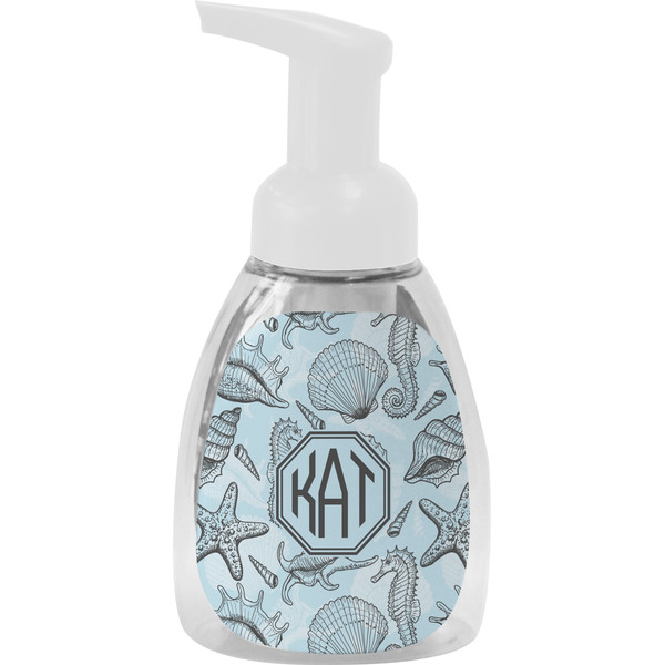 Custom Sea-blue Seashells Foam Soap Bottle - White (Personalized)