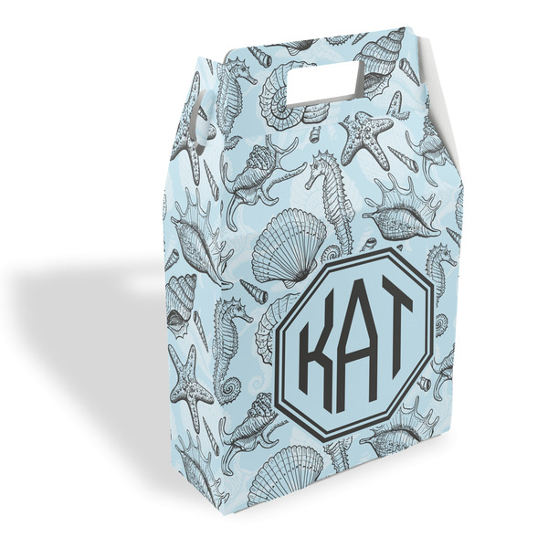 Custom Sea-blue Seashells Gable Favor Box (Personalized)