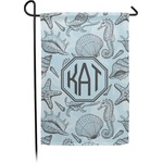 Sea-blue Seashells Small Garden Flag - Double Sided w/ Monograms