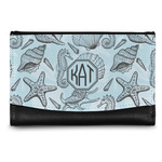 Sea-blue Seashells Genuine Leather Women's Wallet - Small (Personalized)