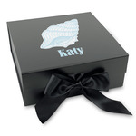 Sea-blue Seashells Gift Box with Magnetic Lid - Black (Personalized)