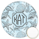 Sea-blue Seashells Printed Cookie Topper - 3.25" (Personalized)