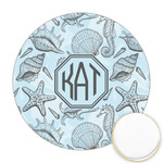 Sea-blue Seashells Printed Cookie Topper - Round (Personalized)