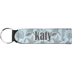 Sea-blue Seashells Neoprene Keychain Fob (Personalized)