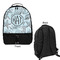 Sea-blue Seashells Large Backpack - Black - Front & Back View