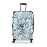 Sea-blue Seashells Suitcase - 28" Large - Checked w/ Monogram