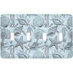 Sea-blue Seashells Light Switch Cover (4 Toggle Plate)