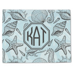 Sea-blue Seashells Single-Sided Linen Placemat - Single w/ Monogram