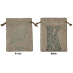 Sea-blue Seashells Medium Burlap Gift Bag - Front & Back (Personalized)