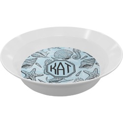 Sea-blue Seashells Melamine Bowl - 12 oz (Personalized)