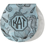 Sea-blue Seashells Burp Pad - Velour w/ Monogram