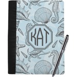 Sea-blue Seashells Notebook Padfolio - Large w/ Monogram