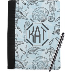Sea-blue Seashells Notebook Padfolio - Large w/ Monogram