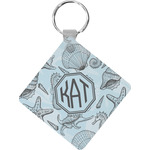 Sea-blue Seashells Diamond Plastic Keychain w/ Monogram