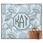 Sea-blue Seashells Outdoor Picnic Blanket (Personalized)