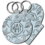 Sea-blue Seashells Plastic Keychain (Personalized)