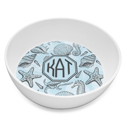 Sea-blue Seashells Melamine Bowl - 8 oz (Personalized)