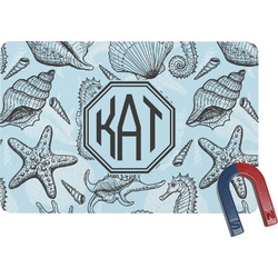 Sea-blue Seashells Rectangular Fridge Magnet (Personalized)