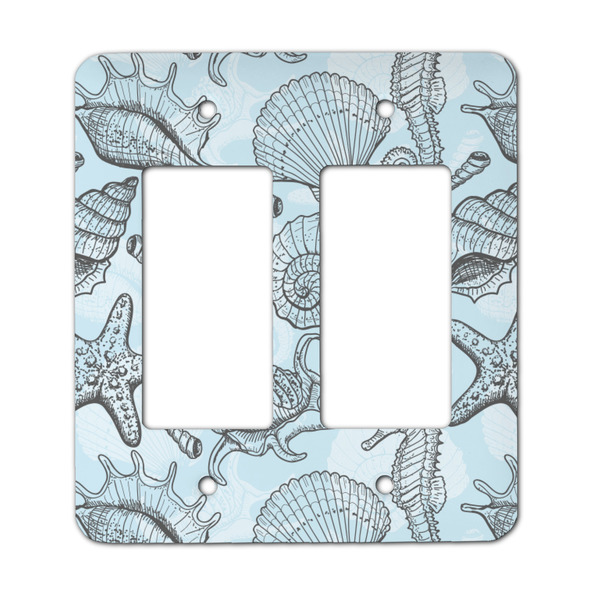 Custom Sea-blue Seashells Rocker Style Light Switch Cover - Two Switch