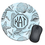 Sea-blue Seashells Round Mouse Pad (Personalized)