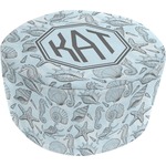 Sea-blue Seashells Round Pouf Ottoman (Personalized)