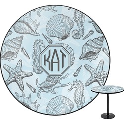 Sea-blue Seashells Round Table - 30" (Personalized)