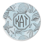 Sea-blue Seashells Sandstone Car Coaster - Single (Personalized)