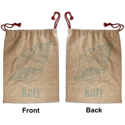 Sea-blue Seashells Santa Sack - Front & Back (Personalized)