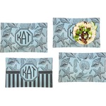 Sea-blue Seashells Set of 4 Glass Rectangular Lunch / Dinner Plate (Personalized)