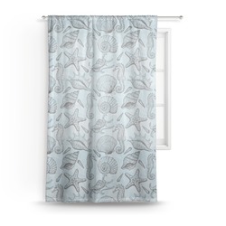 Sea-blue Seashells Sheer Curtain - 50"x84"