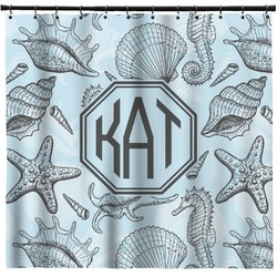 Sea-blue Seashells Shower Curtain (Personalized)