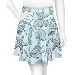 Sea-blue Seashells Skater Skirt - Small