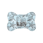 Sea-blue Seashells Bone Shaped Dog Food Mat (Small) (Personalized)