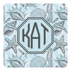 Sea-blue Seashells Square Decal - Large (Personalized)