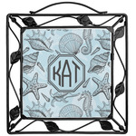 Sea-blue Seashells Square Trivet (Personalized)