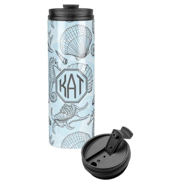 Custom Sea-blue Seashells Stainless Steel Skinny Tumbler (Personalized)