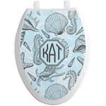 Sea-blue Seashells Toilet Seat Decal - Elongated (Personalized)